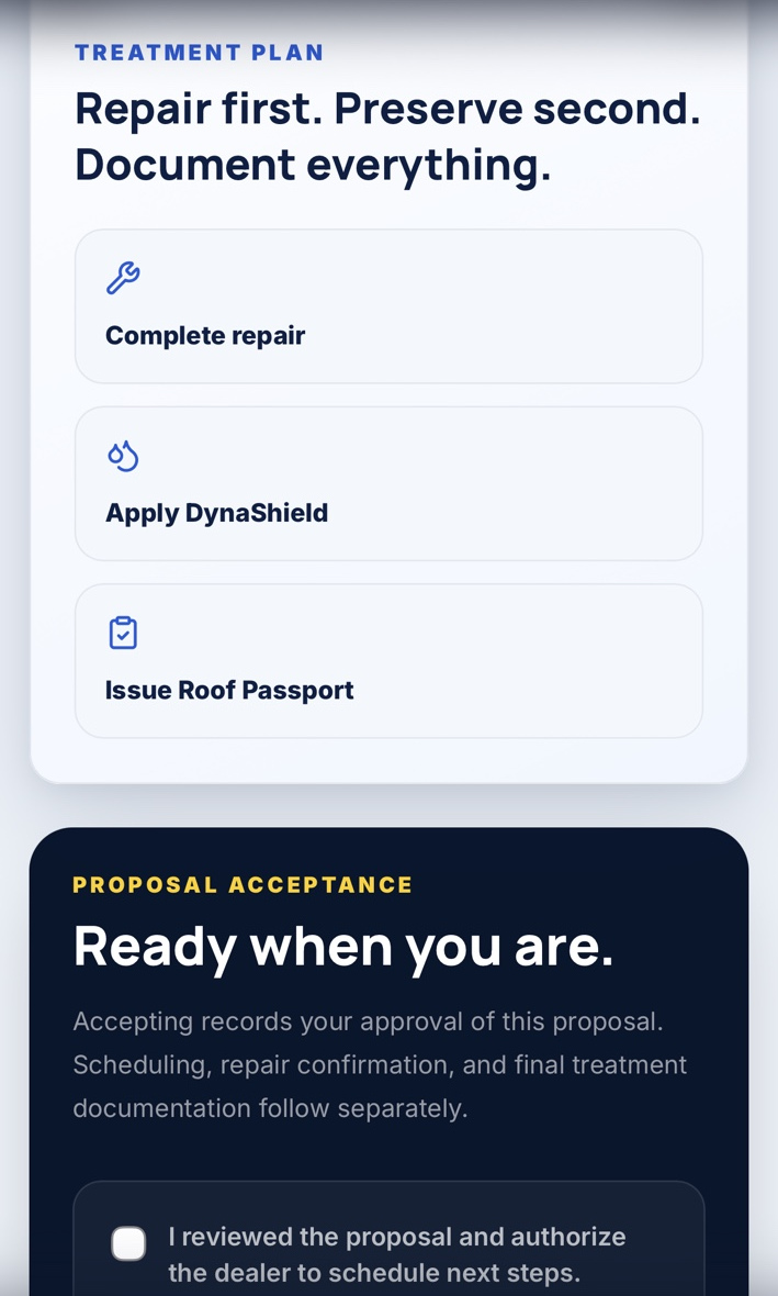 RoofIQ treatment plan