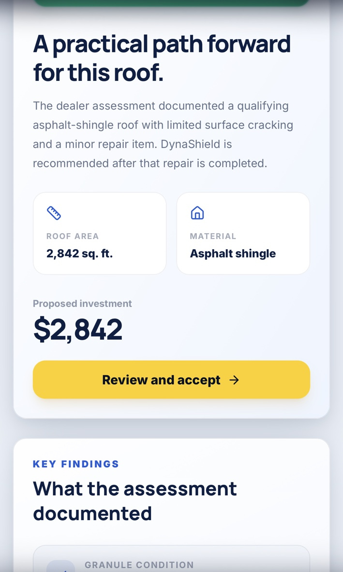 RoofIQ homeowner summary